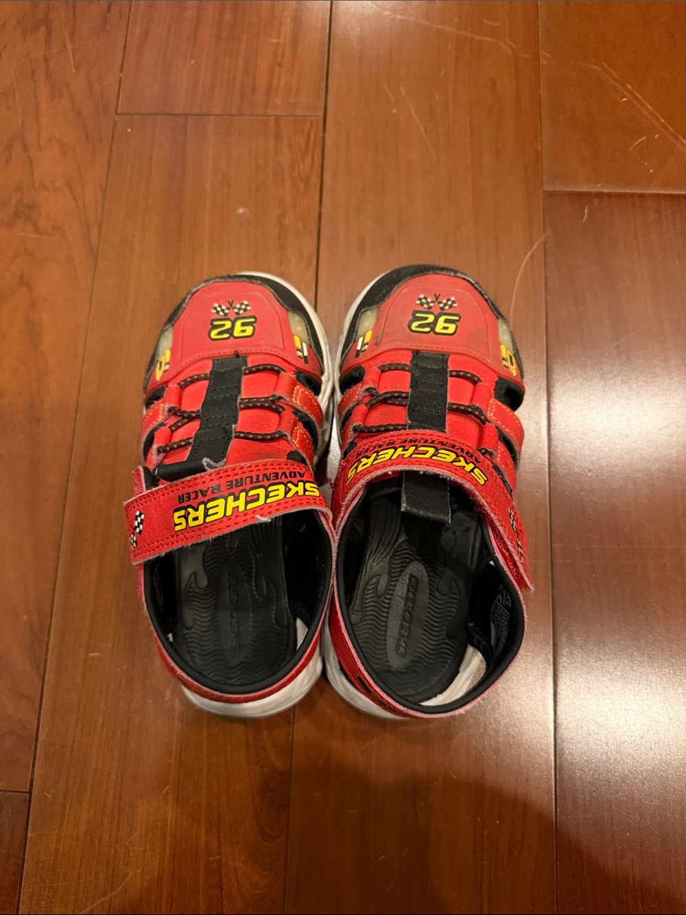 Skechers Kids Red & Black Racing Sandals with Velcro Strap